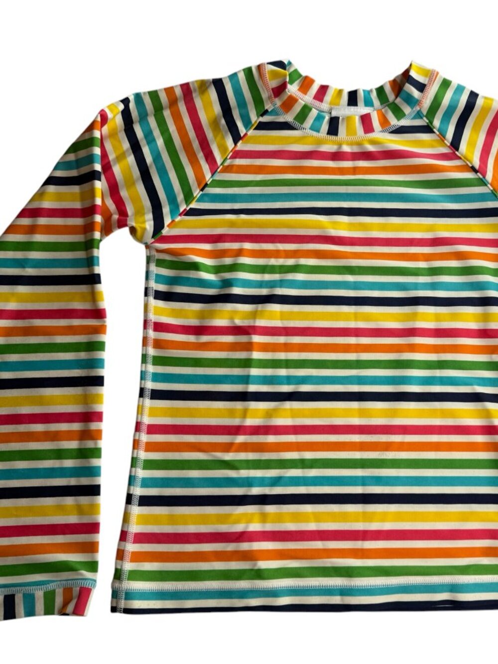 Hanna Andersson Rash Guard Sun Shirt Rainbow Stripe Beach Color Girl's 12 -150cm